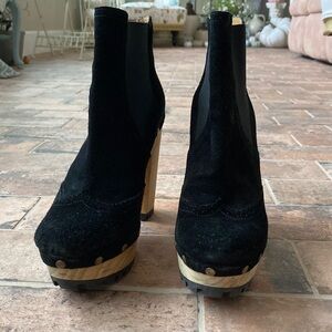 Polo Ralph Lauren black suede chunky boots size 38 1/2